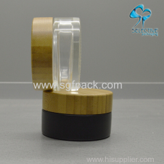 fancy 30ml 50ml black coating cosmetic glass jar for face cream with gold ring wood cap