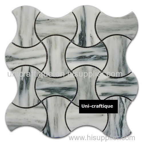 Polished Wavy shape marble mosaic tiles