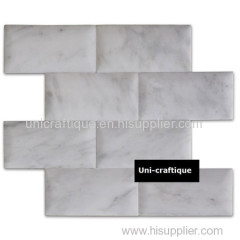 Brick Wall Pattern Pure White Marble Mosaic