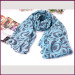 Peacock Pattern Printed Blue Voile Personalized Infinity Scarf