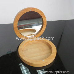 Bamboo round powder case and powder puff portable loose powder containers