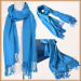 Custom Design Blue Wash Acrylic Scarf with Fringe