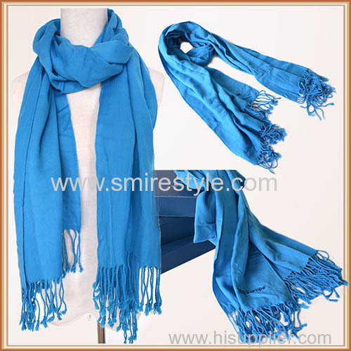 Custom Design Blue Wash Acrylic Scarf with Fringe