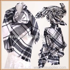 Custom Design Blue Wash Acrylic Scarf with Fringe