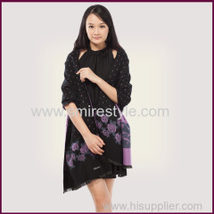 Fall and Winter Warm Colorful Viscose and Polyester Floral Shawl for Women