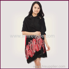 Fall and Winter Warm Colorful Viscose and Polyester Floral Shawl for Women