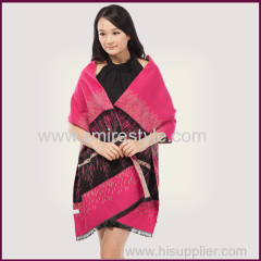 Fall and Winter Warm Colorful Viscose and Polyester Floral Shawl for Women