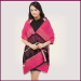 Fall and Winter Warm Colorful Viscose and Polyester Floral Shawl for Women