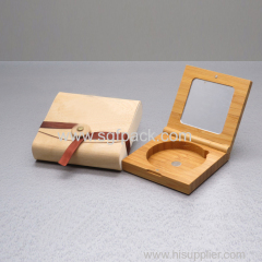 Square bamboo blush case with mirror