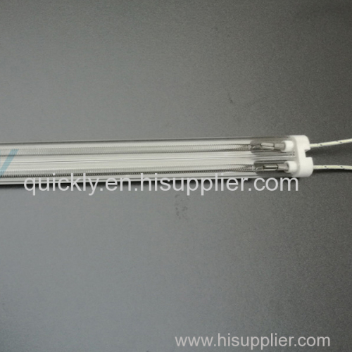 Twin tube quartz IR emitter with white coating