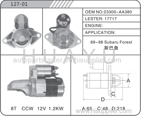 CAR CCW12V REBULIT SUBARU FOREST STARTER MOTOR