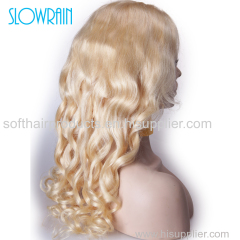 New silk top full lace human hair wig blonde color virgin brazilian/indian hair silk base lace front wig for white women