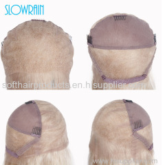 New silk top full lace human hair wig blonde color virgin brazilian/indian hair silk base lace front wig for white women