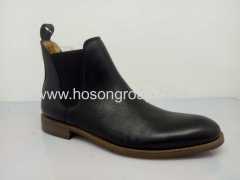 Elastic band flat mens ankle boots black