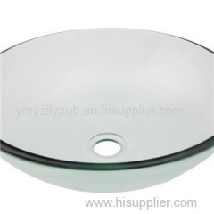 Tempered Clear Glass Bathroom Vessel Sinks Round Shape