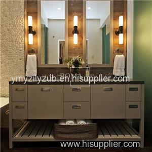 Modern White Bathroom Vanity 72 Inch With Storage Open Shelf