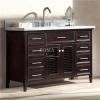 Traditional Espresso Oak Bathroom Vanity Base Cabinet Single Sink 48 Inch With Carrera Marble