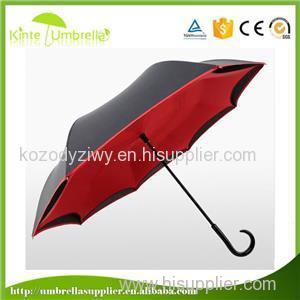 24 Inch Windproof Hands Free Upside-down Double Layer C Handle Inverted Umbrella