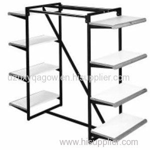 Wood Shelf Metal Chrome Double Rail Clothing And Garment Hanging Rack