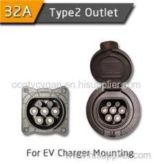 Type2 32A Outlet With 4 Point Fixing Charging Station End Electric Vehicle Inlet Auto Charging Stations Kit