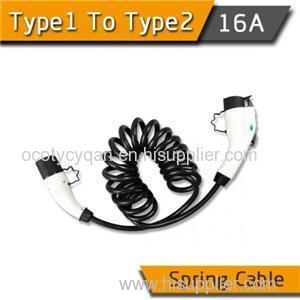 Type1 To Type2 16A Spring EV Cable J1772 To IEC 62196-2 Nissan Leaf Portabls Charging Station