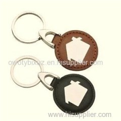 Circular Leather Metal House Shape Keyrings Real Estate Key Fobs