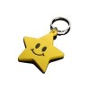 Yellow Star Shape Rubber Keyrings Smiley Face Plastic Key Holders