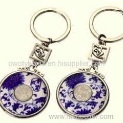 Initial Blue And White Porcelain Keychains And Design Ceremic Key Rings