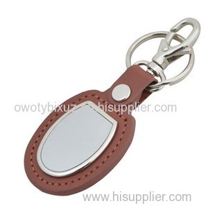 Simple Luxury Genuine Brown Leather Keychains In Bulk From China