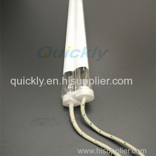 Twin tube medium wave quartz heater lamps for drying