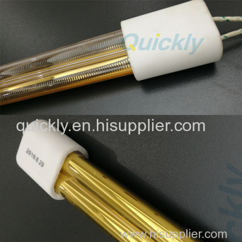 Quartz twin tube lamp emitter with gold coating