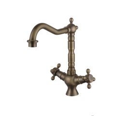 Basin washing water taps cold and heat water waterfal type shower set faucet mixer ancient brass vintage