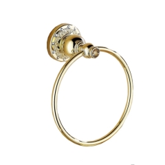 2017 Bathroom Fittings Golden Treatment plated towel ring cheap price for sanitary ware fittings