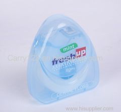 50m Blister card packing Triangle shape dental floss Cool mint waxed customized floss with FDA CE approval