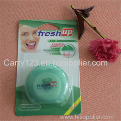 Cool Mint 50m Circle shape dental floss with waxed Blister card packing Terylene Nylon dental floss dispenser