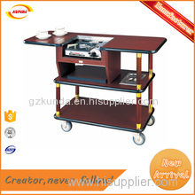 cheap factory direct coffee cart soild wood hotel coffe trolley with one burner Kunda
