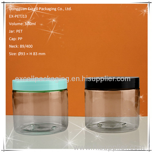500ml PET Jar with Plastic Ribbed Cap