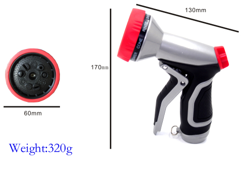 Metal 9-pattern garden water spray nozzle