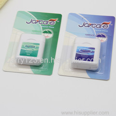 Square shape dental floss dispenser 50m Cool mint flavor waxed Can customized logo blister card packing