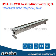 Stainless steel RGB RGBW white yellow fountain pool landscape wall washer 1M 1000mm IP68 18W 24W 36W led linear underwat