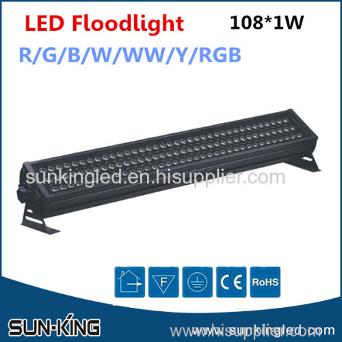 Projection aluminum RGB RGBW DMX linear floodlight 108W 108x1W led wall washer building lighting