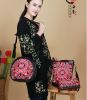 100% Natural Genuine Leather Women mesenger bag Satin Embroidery Tote Fashion Women shoulder Bags