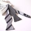 Customized Woven Black and White Cotton Double Sided Self Tie Bow Tie