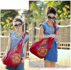 Ladies Fashion Denim Shoulder Bag Big Size Embroidered Dumplings Handbags