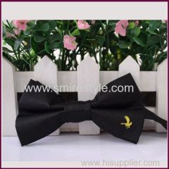 Polyester Jacquard Cheap Custom Embroidered Bow Tie Black