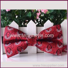 Polyester Jacquard Cheap Custom Embroidered Bow Tie Black