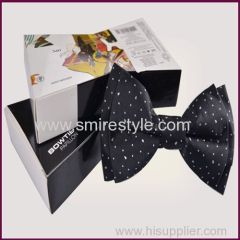 Polyester Jacquard Cheap Custom Embroidered Bow Tie Black