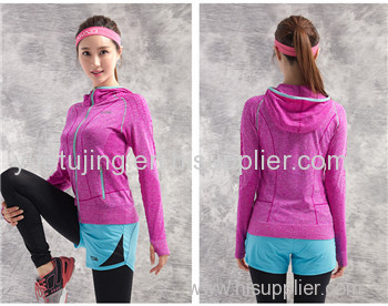 Women 3D digital seamless sports jacket with zipper