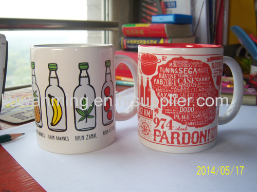 Export to France colors ceramic mug custom LOGO 7102 white cup