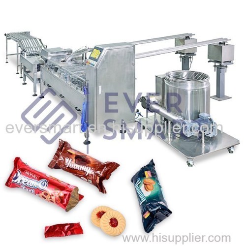 biscuit sandwiching machine with row multiplier